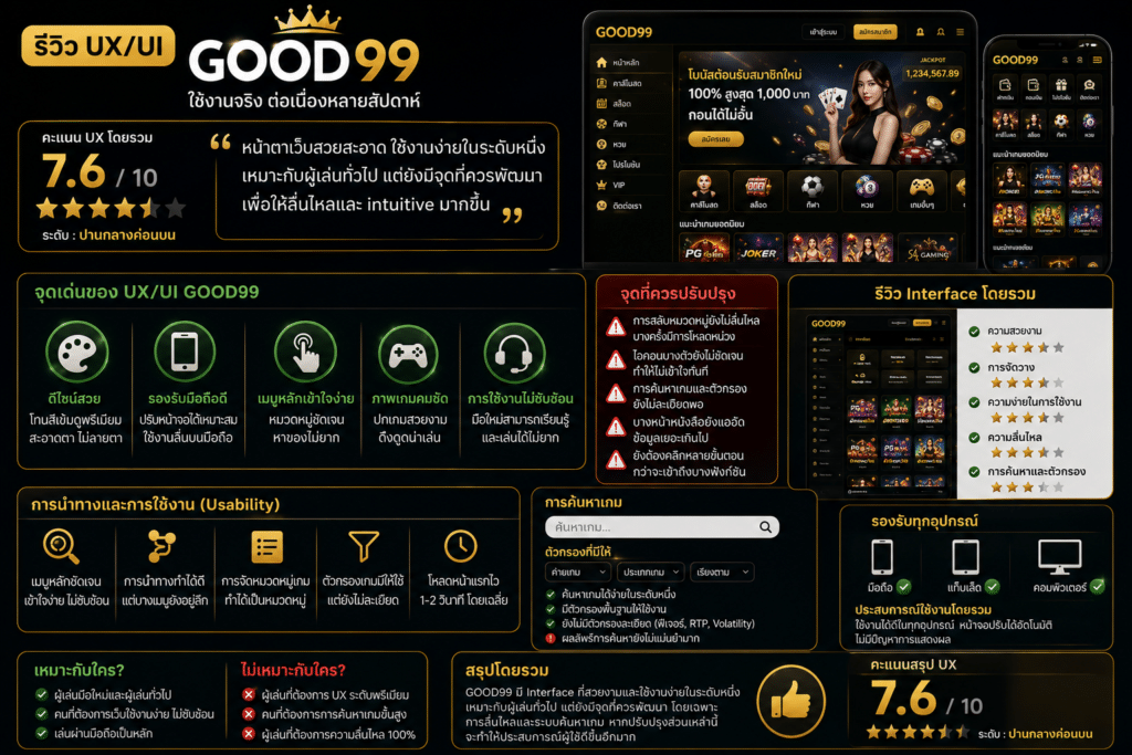 รีวิวการใช้งาน GOOD99 วันต่อวัน: ความรู้สึกจริงจากผู้เล่น